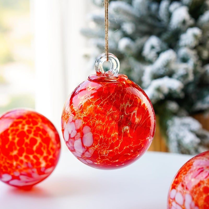 KRISININE 4 Inch Hand Blown Glass Gazing Ball Witches Ball Ornament Garden Patio Window Decor - Image 3
